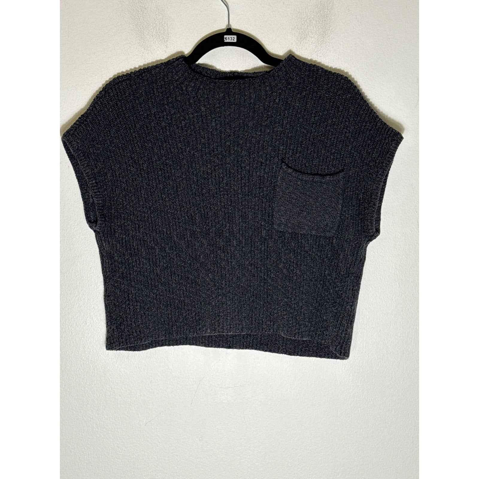 Free People Beach Gray Cropped Muscle Sweater Sz M