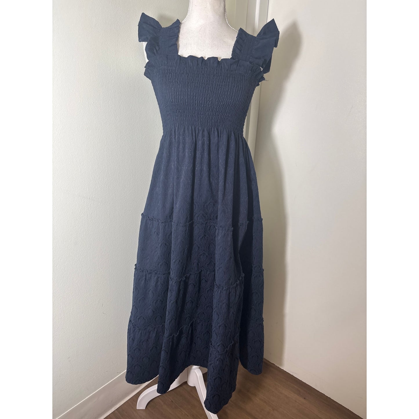 Hill House The Nap Dress Navy Flutter Sleeve Maxi Dress Sz XS