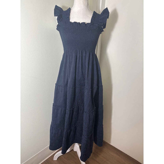 Hill House The Nap Dress Navy Flutter Sleeve Maxi Dress Sz XS