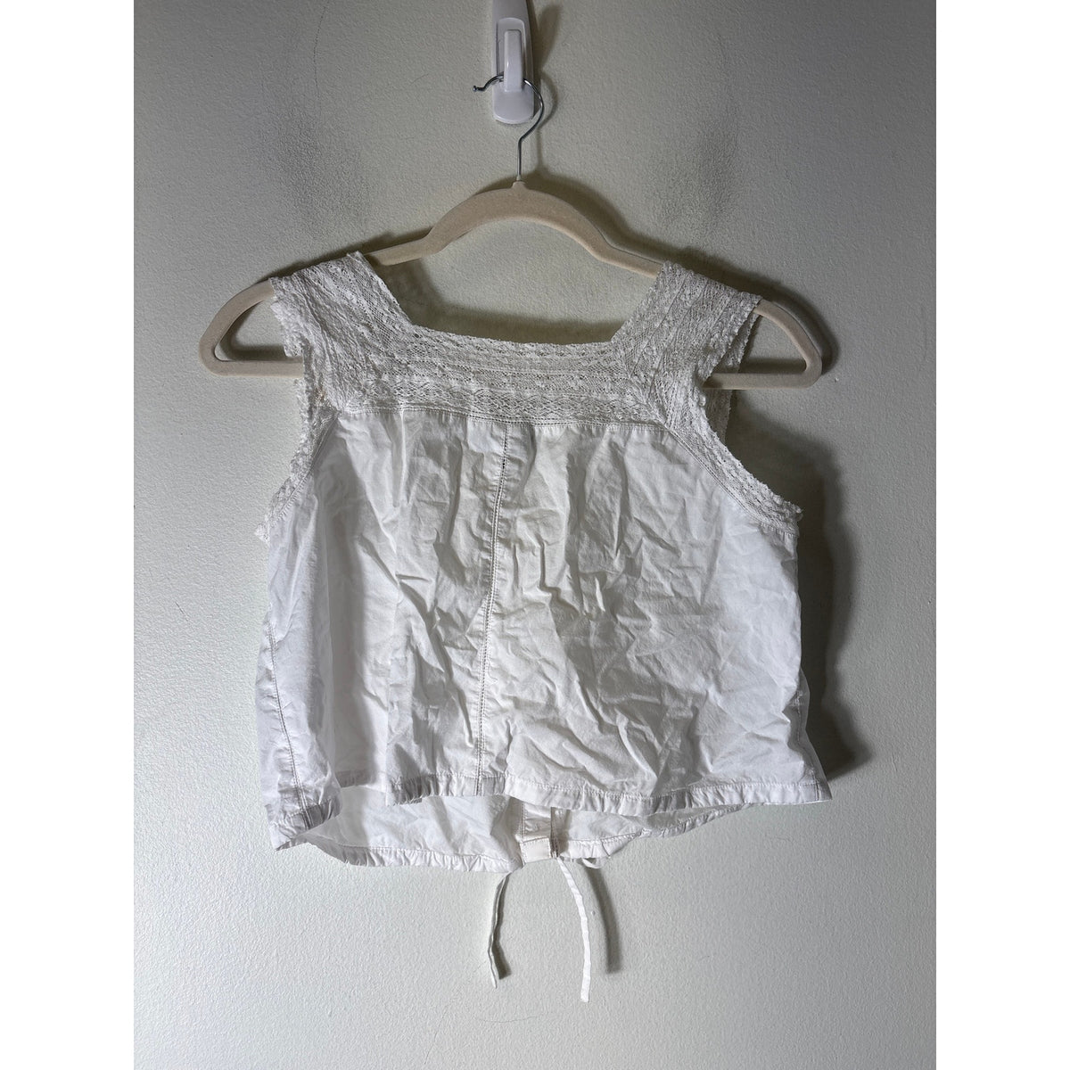 J. Crew White Lace Cotton Button Up Crop Top Sz XS