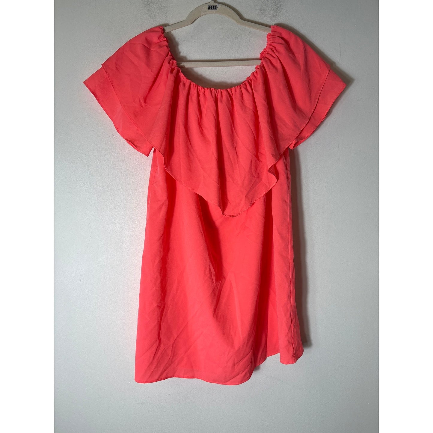 NWT A by Amanda Uprichard Neon Orange Off The Shoulder Mini Dress Sz L