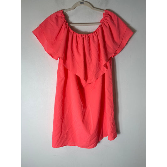 NWT A by Amanda Uprichard Neon Orange Off The Shoulder Mini Dress Sz L