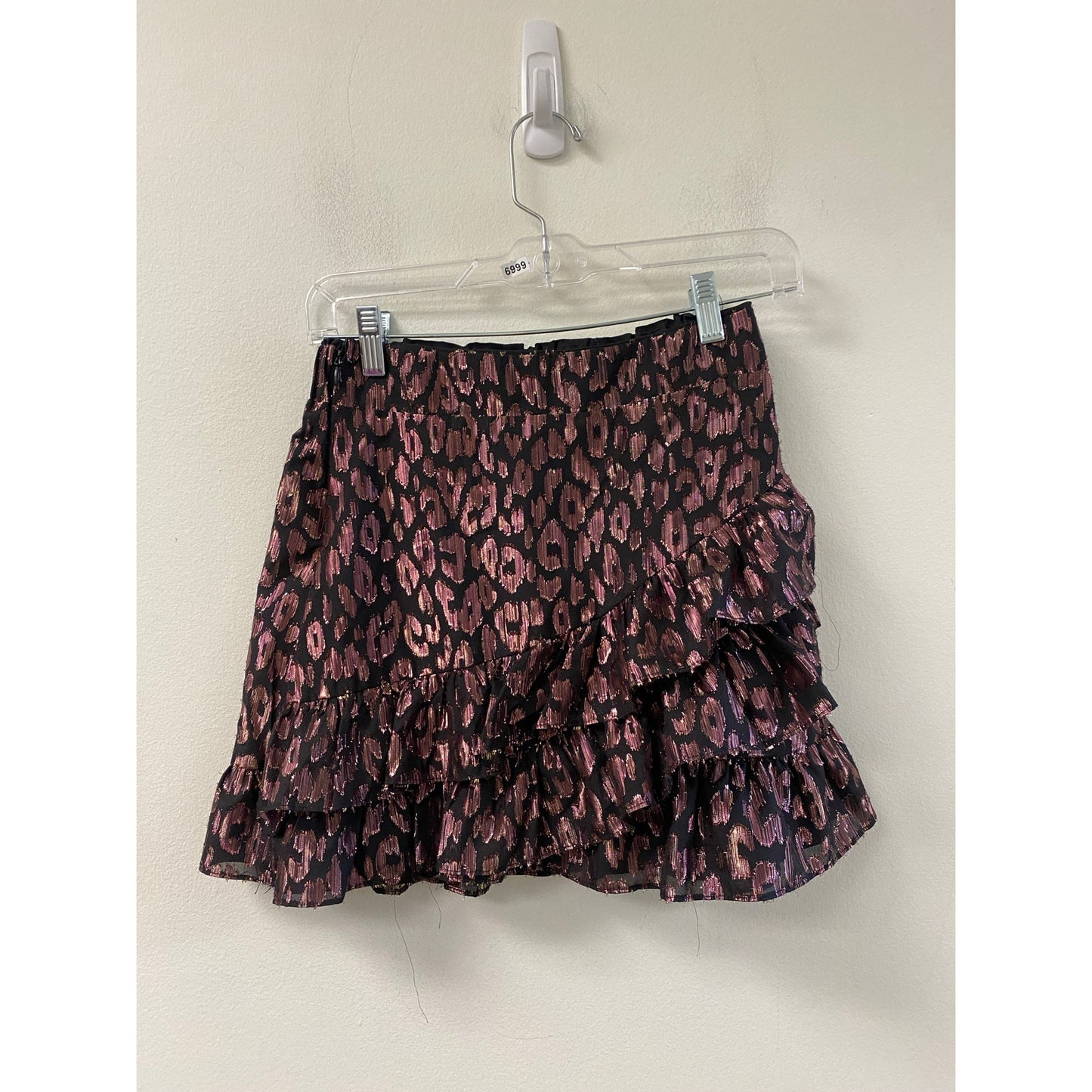 DO + BE Cheetah Print Ruffle Skirt Sz S