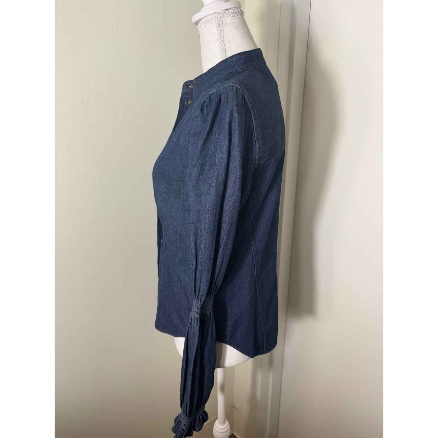 Veronica Beard Dark Blue Long Sleeve Cotton Button Up Shirt Sz 4