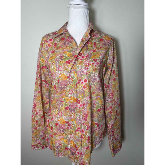 Frank & Eileen Pink Floral Long Sleeve Cotton Button Down Shirt Sz XS