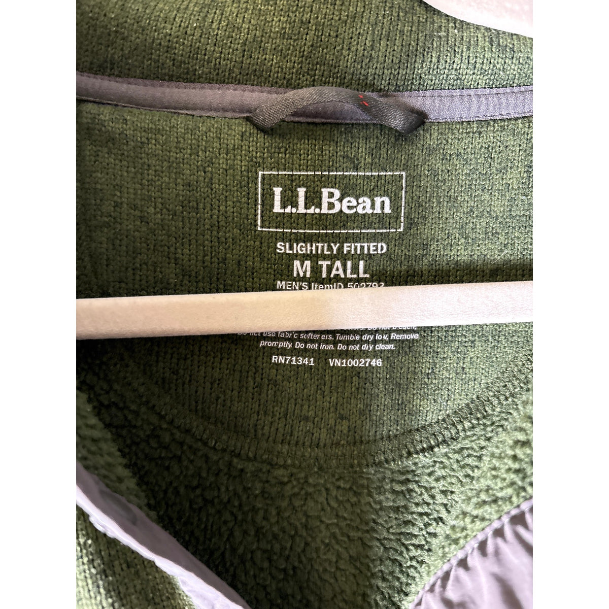 Men's L.L. Bean Dark Green Long Sleeve Pullover Sz M Tall