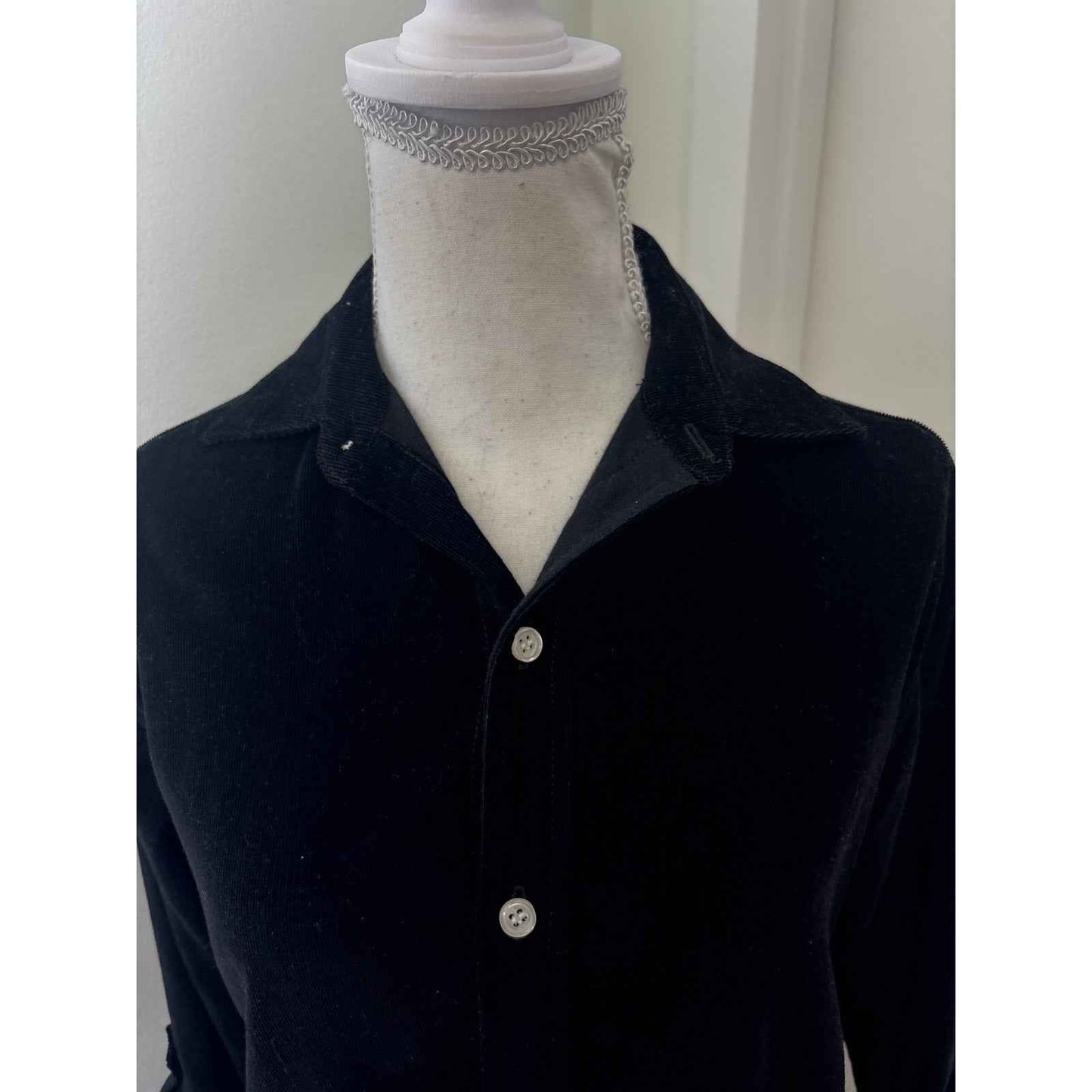 Emily Phillips Nashville Black Cordoroy Long Sleeve Button Up Maxi Dress Sz 3