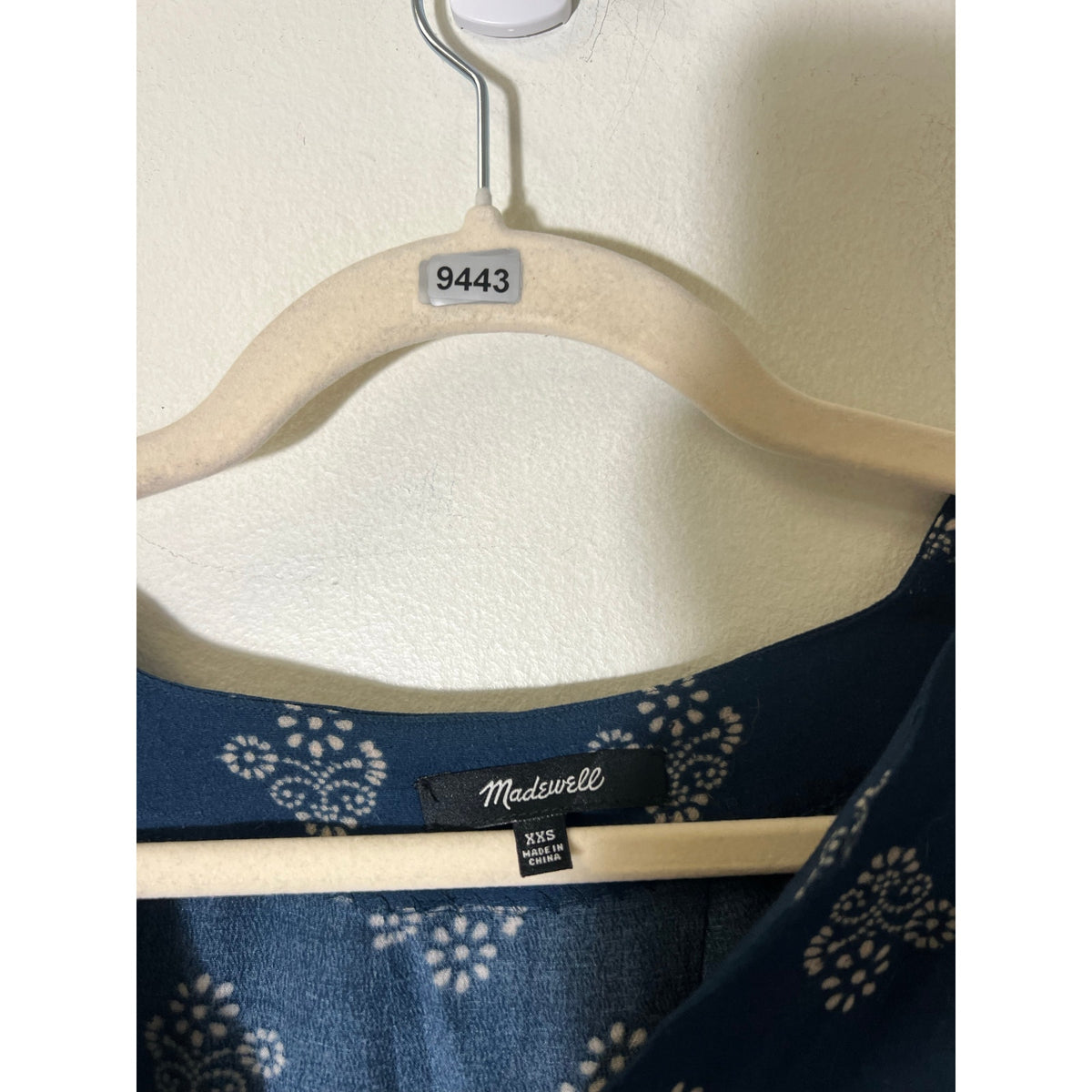 Madewell Dark Blue Print Sleeveless V-Neck Sz XXS