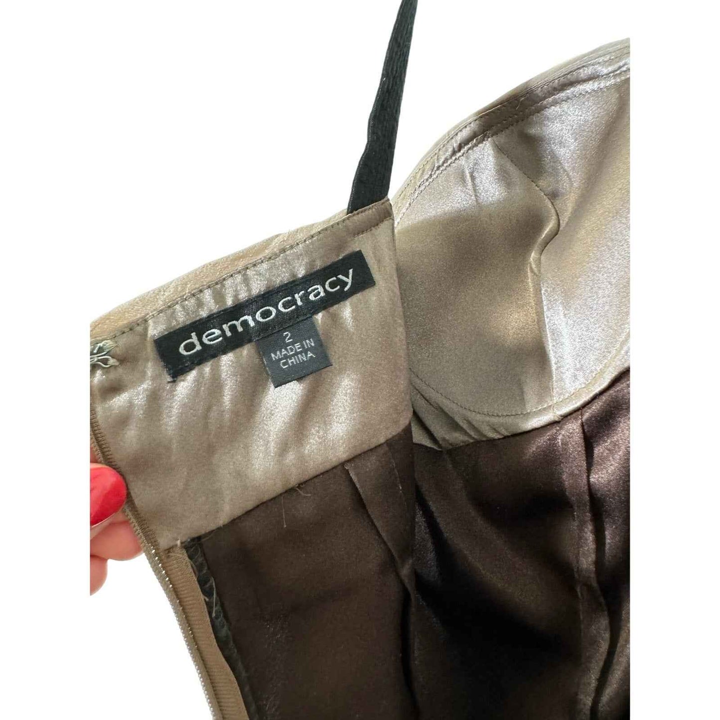 Democracy Brown Silk Colorblock Halter Cocktail Dress Sz 2