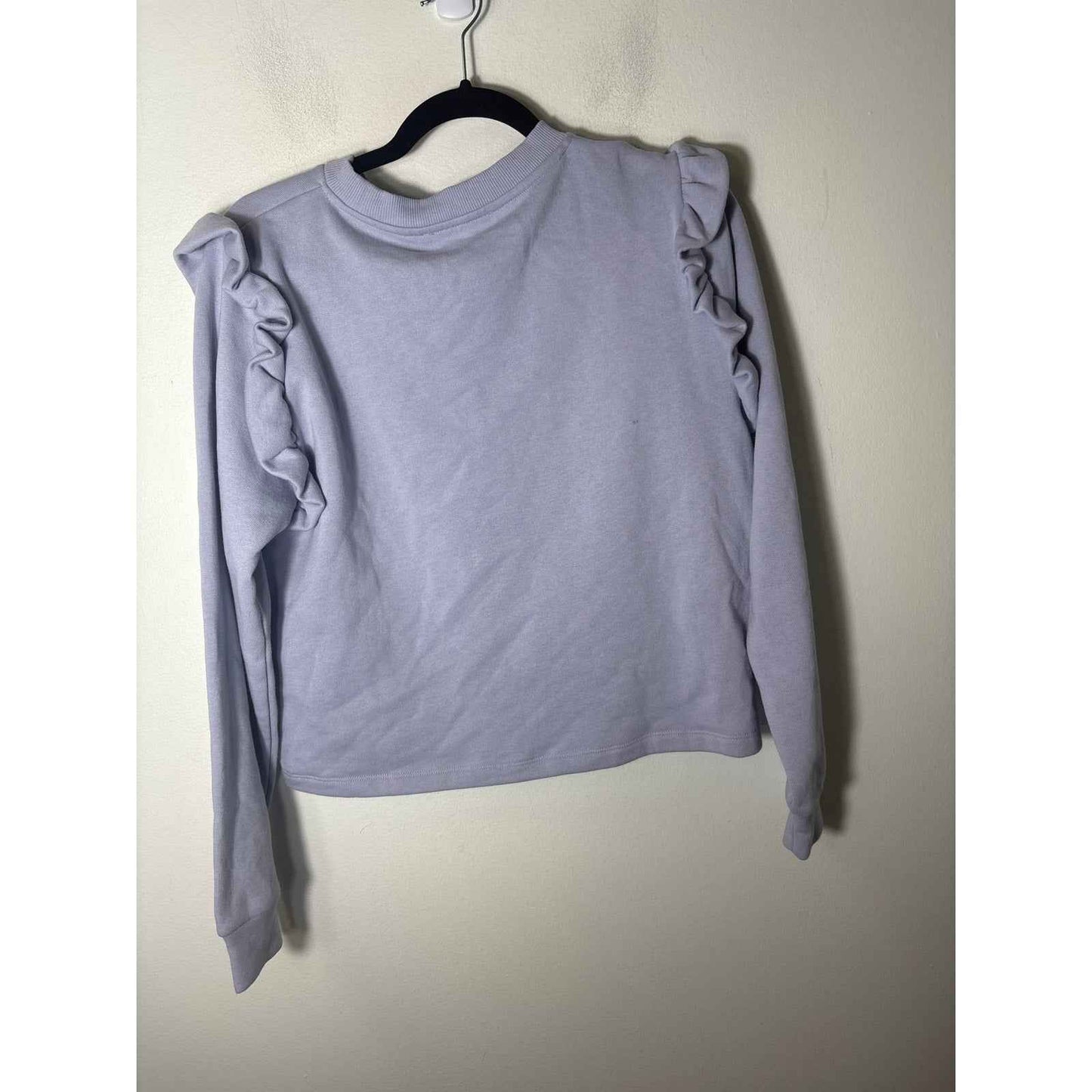 Zara Pale Purple Long Sleeve Sweatshirt with Ruffle Detailing Sz L