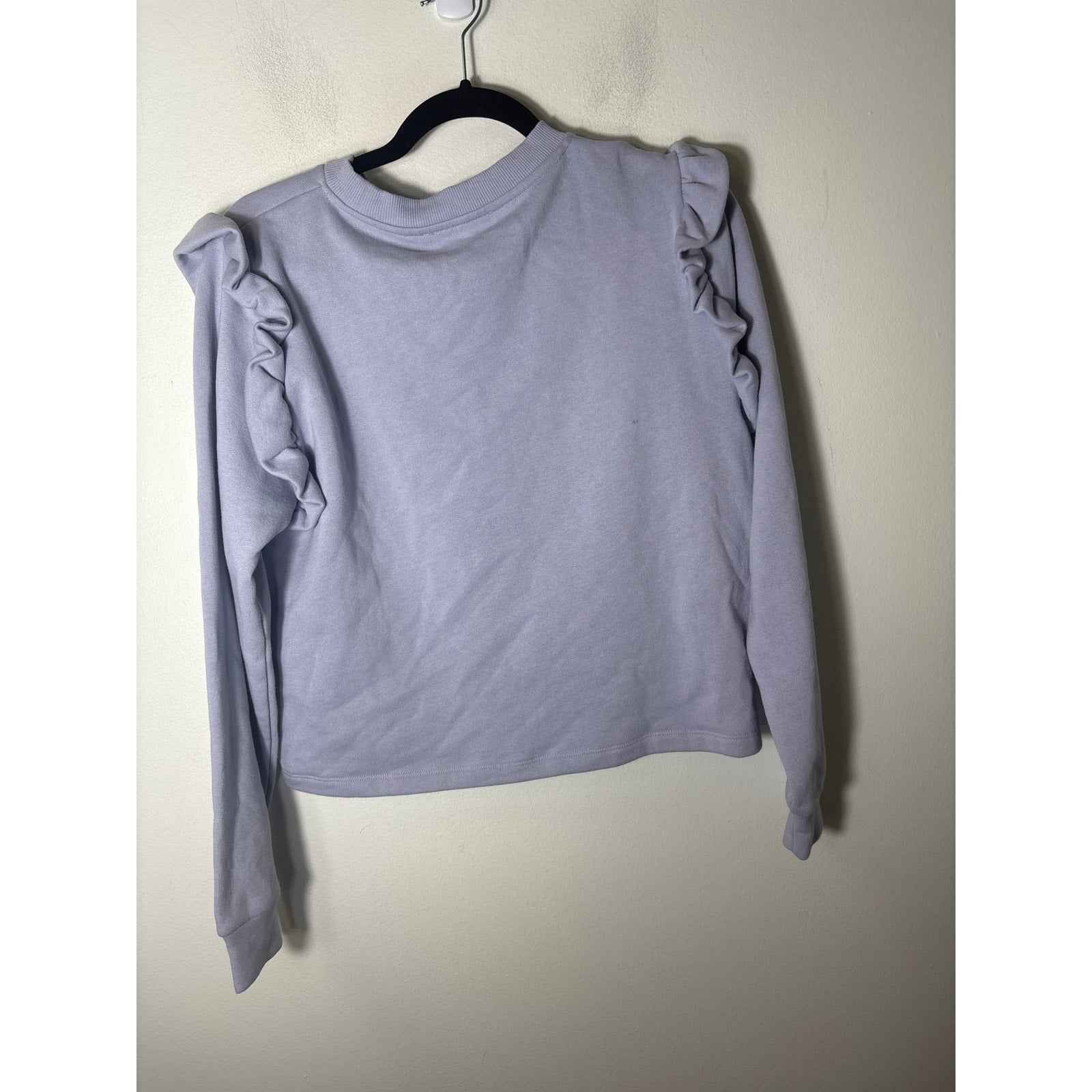 Zara Pale Purple Long Sleeve Sweatshirt with Ruffle Detailing Sz L