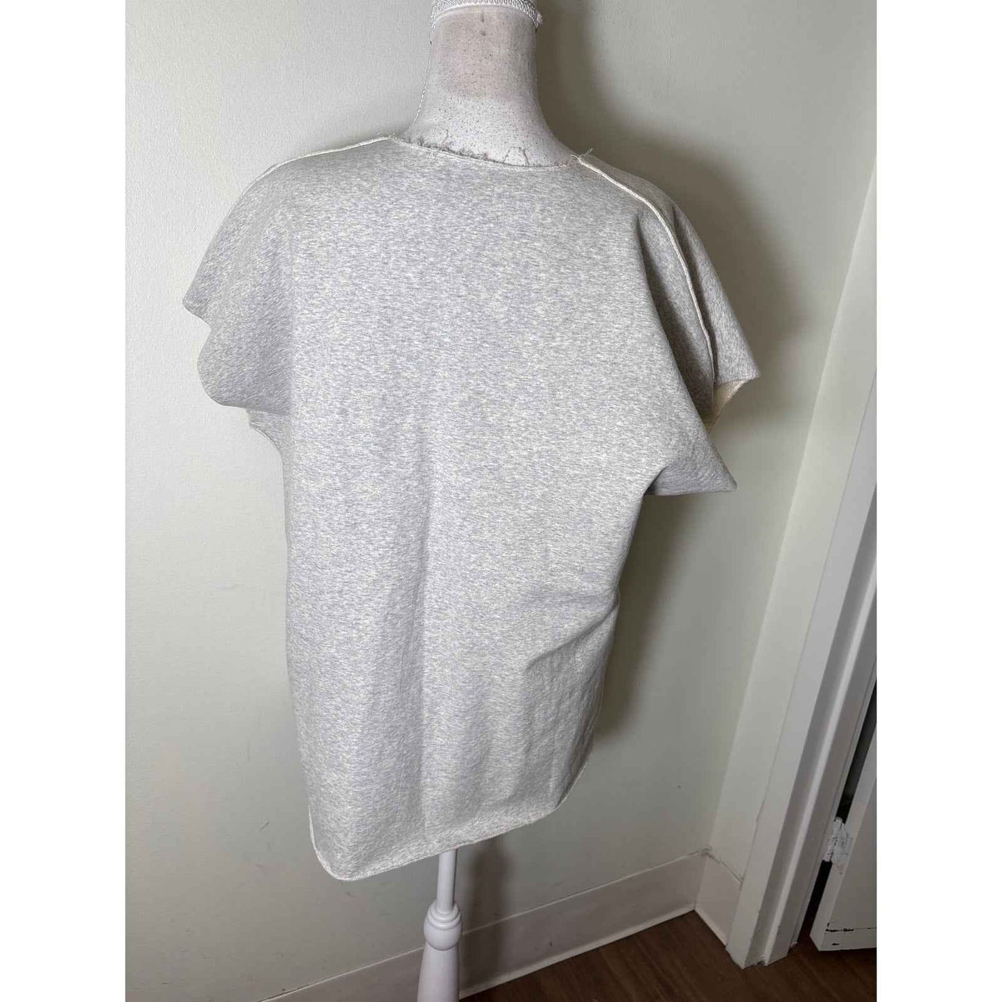 Ann Mashburn Gray Cap Sleeve Open Front Sweatshirt Sz L