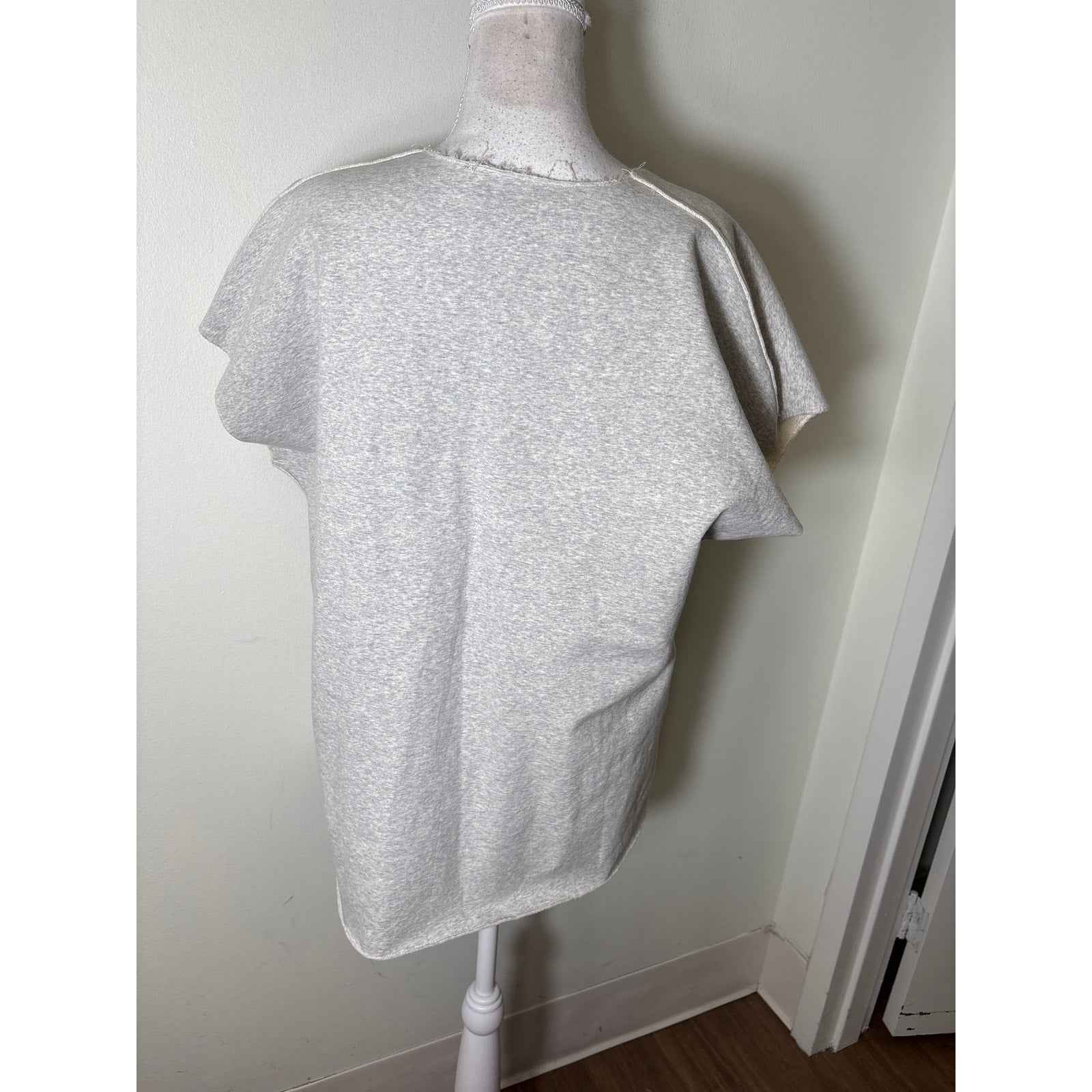 Ann Mashburn Gray Cap Sleeve Open Front Sweatshirt Sz L