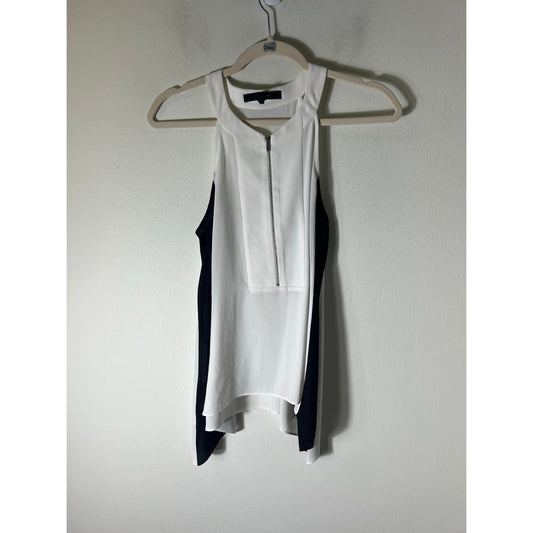 BCBG Maxazria Black White Sleeveless Trapeze Style Top Sz XS