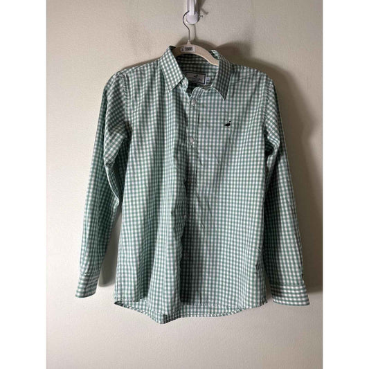 Boys Properly Tied Green and White Gingham Button Up Shirt Sz L