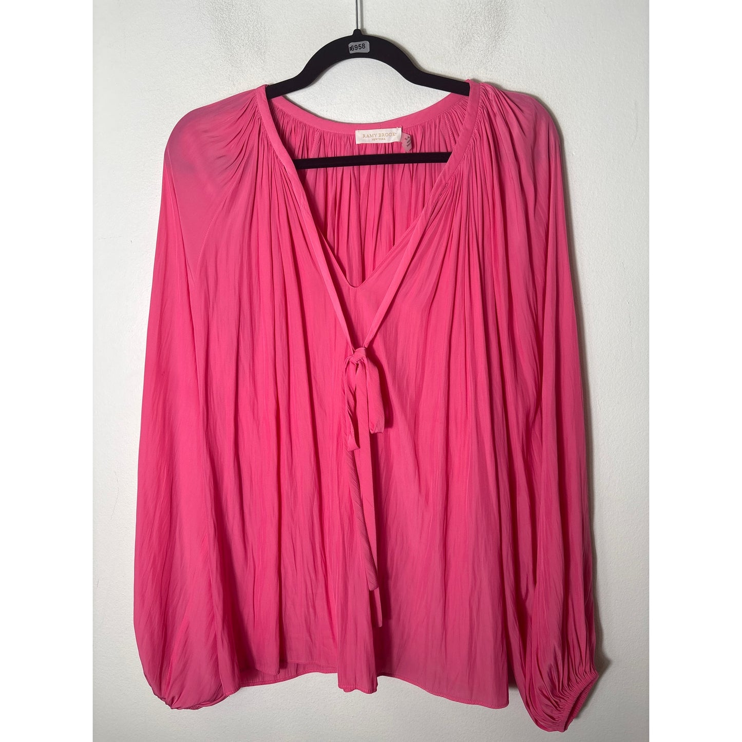 Ramy Brook Bright Pink Silky Blouse Sz M