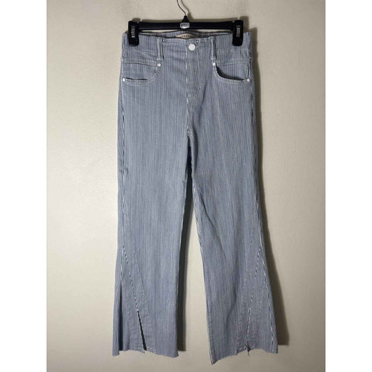 Liverpool Blue and White Pin Stripe "The Gia Glider Crop" Pants Sz 6/28