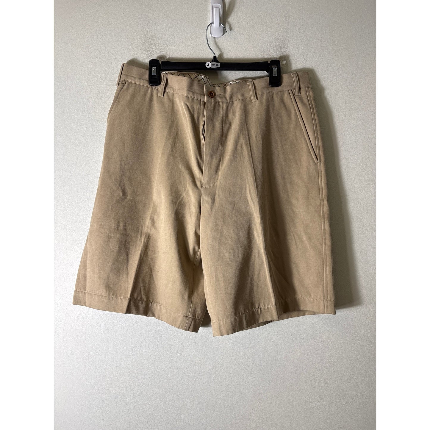 Mens Scott Barker Khaki Flat Front Shorts Sz 36
