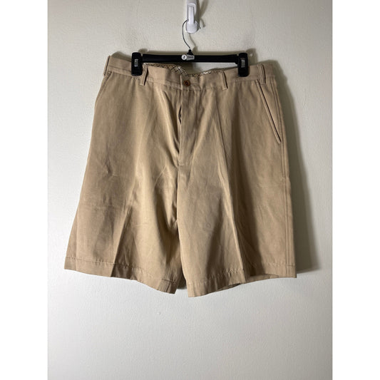 Mens Scott Barker Khaki Flat Front Shorts Sz 36