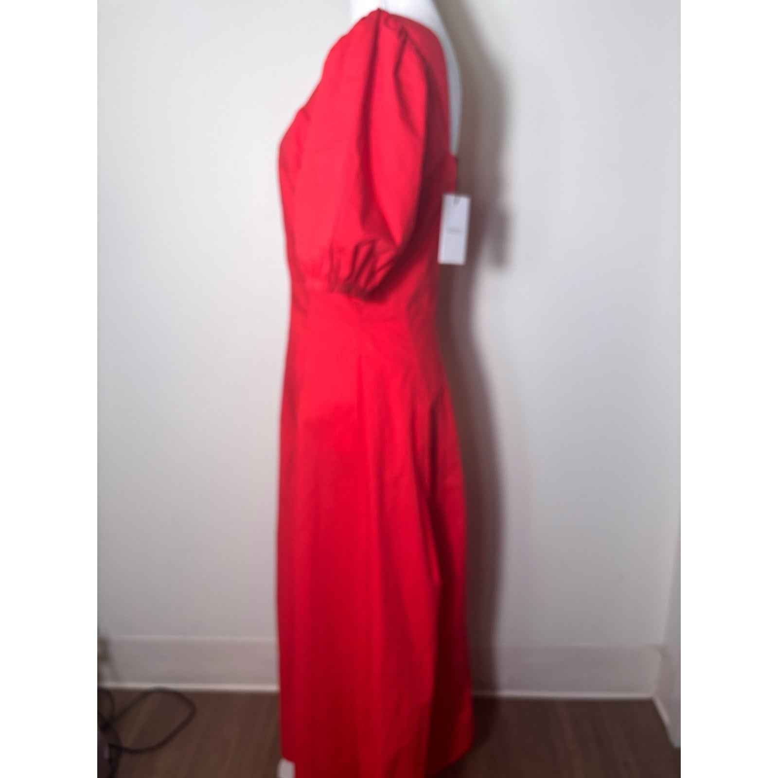 NWT Greylin Red Cotton Puff Sleeve Maxi Dress Sz S