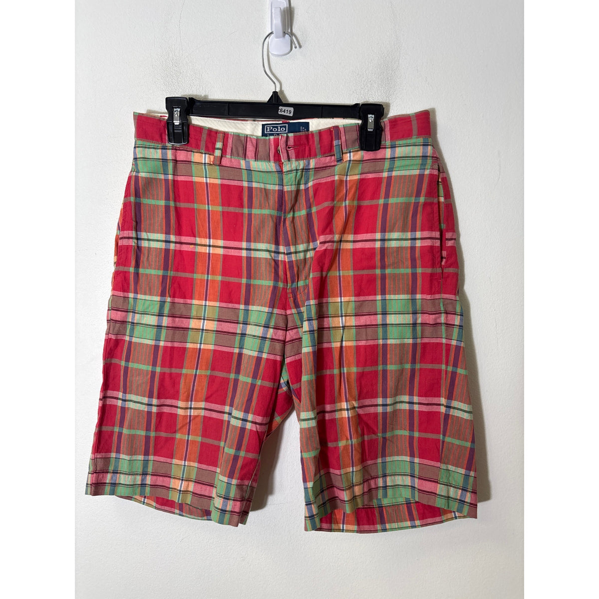 Men's Polo by Ralph Lauren Red Plaid Cotton Shorts Sz 33