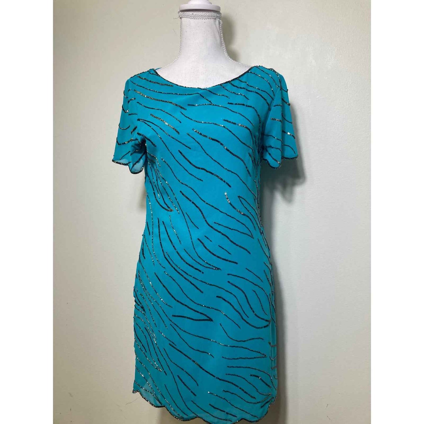 Sanctuary Teal Blue Beaded Low Back Sz XS