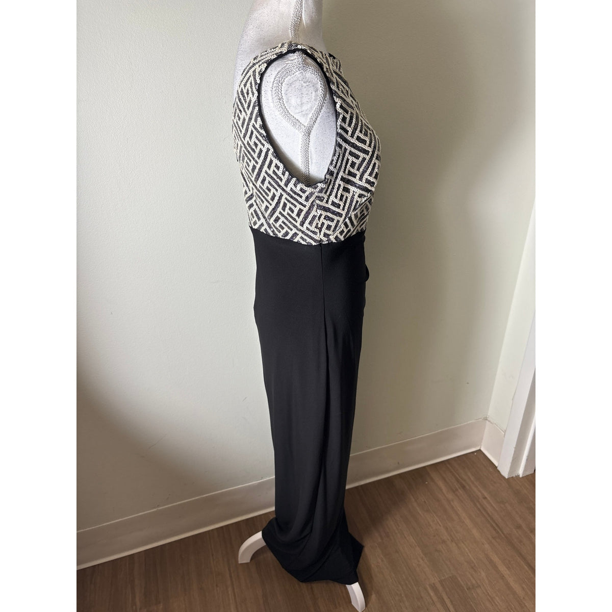 Lauren by Ralph Lauren Black and White Sequin Evening Dress Sz 8