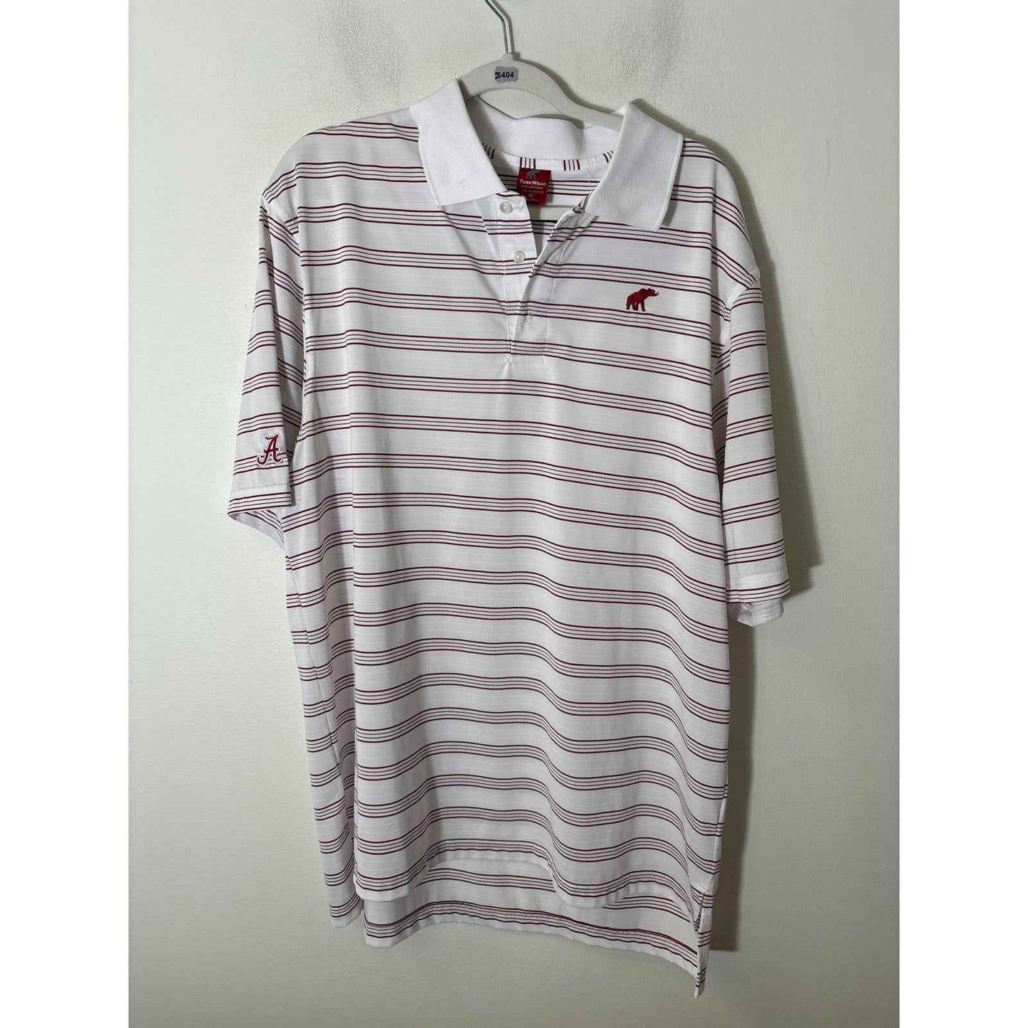 Men's Tusk Wear Crimson and White Stripe Alabama Short Sleeve Shirt Sz XL