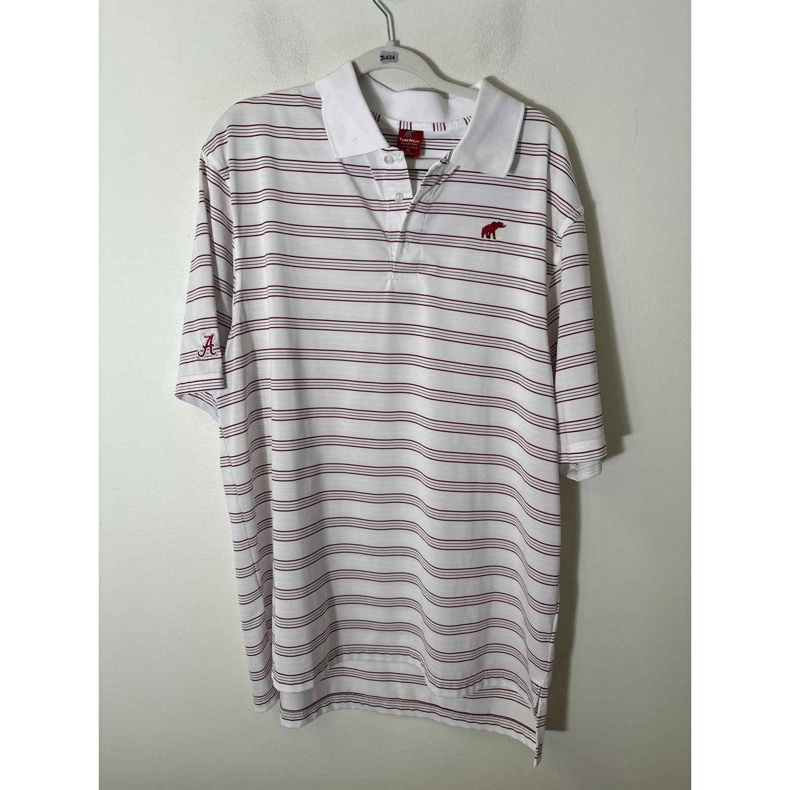 Men's Tusk Wear Crimson and White Stripe Alabama Short Sleeve Shirt Sz XL
