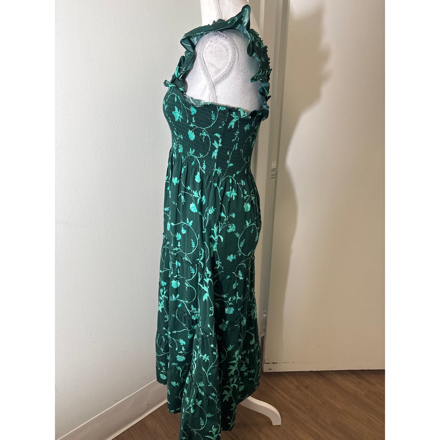 Hill House The Nap Dress Dark Green Cotton Maxi Dress Sz XS