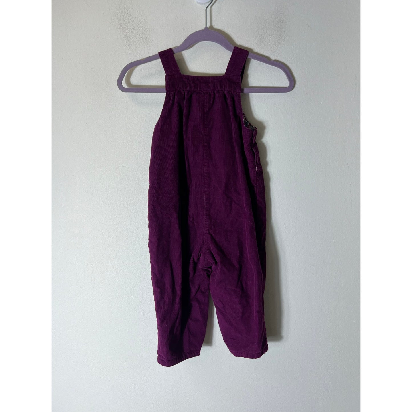 Girl's JoJo Maman Bebe Purple Corduroy Overalls Sz 6-12 Months