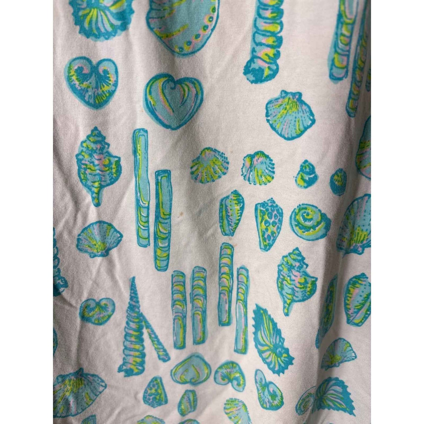 Lilly Pulitzer White Sea Shell Cotton Short Sleeve Night Gown Sz S