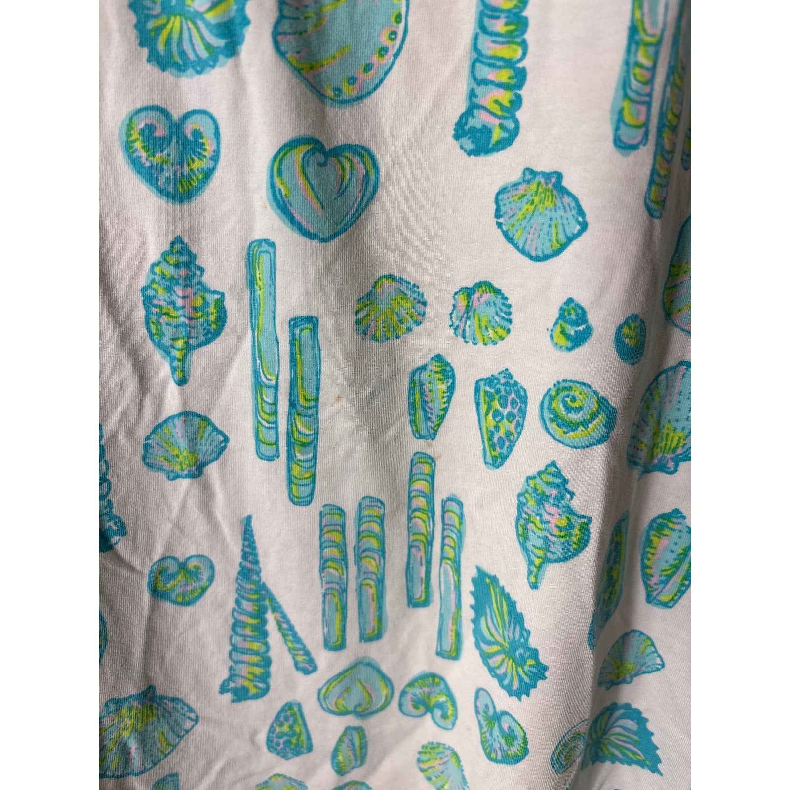 Lilly Pulitzer White Sea Shell Cotton Short Sleeve Night Gown Sz S