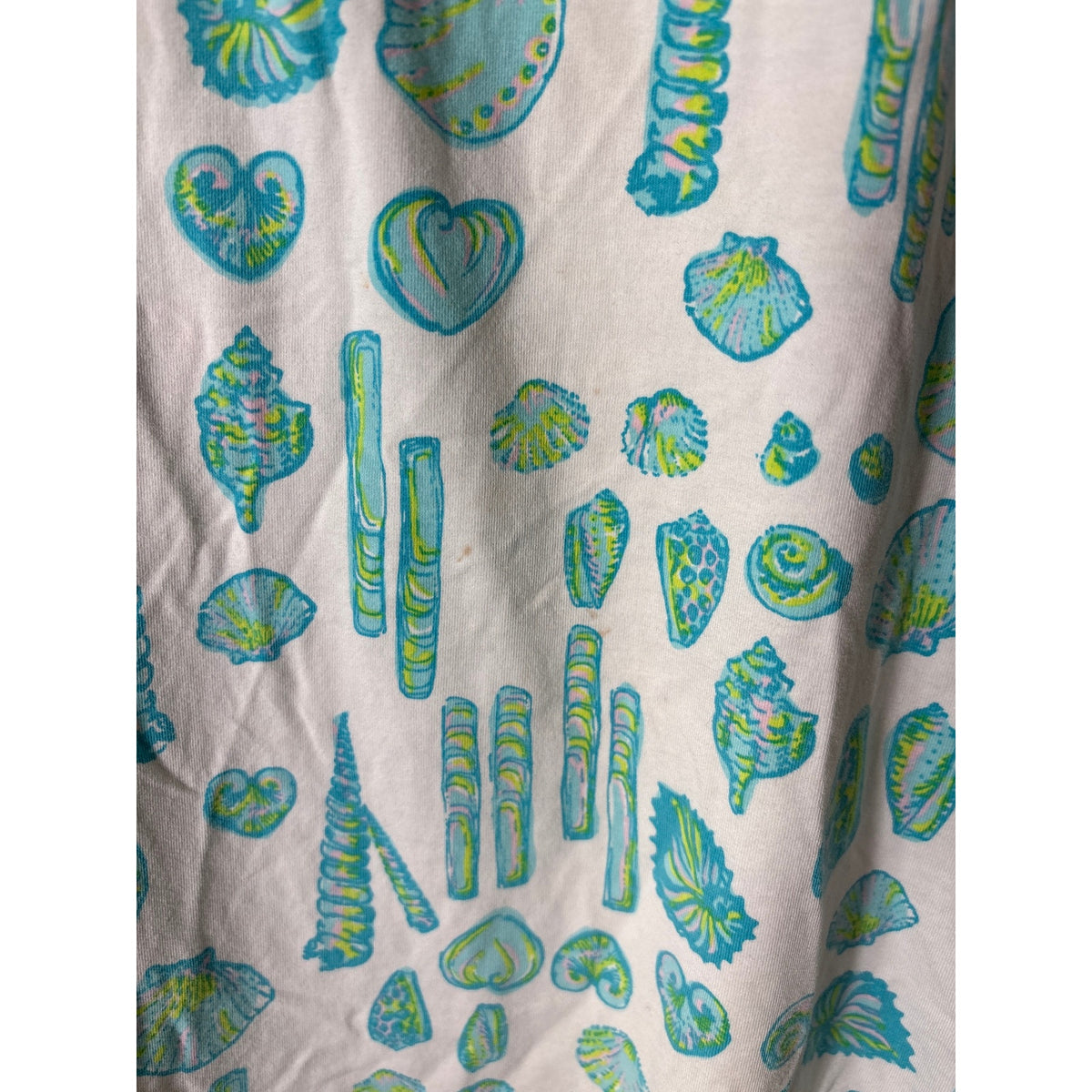 Lilly Pulitzer White Sea Shell Cotton Short Sleeve Night Gown Sz S