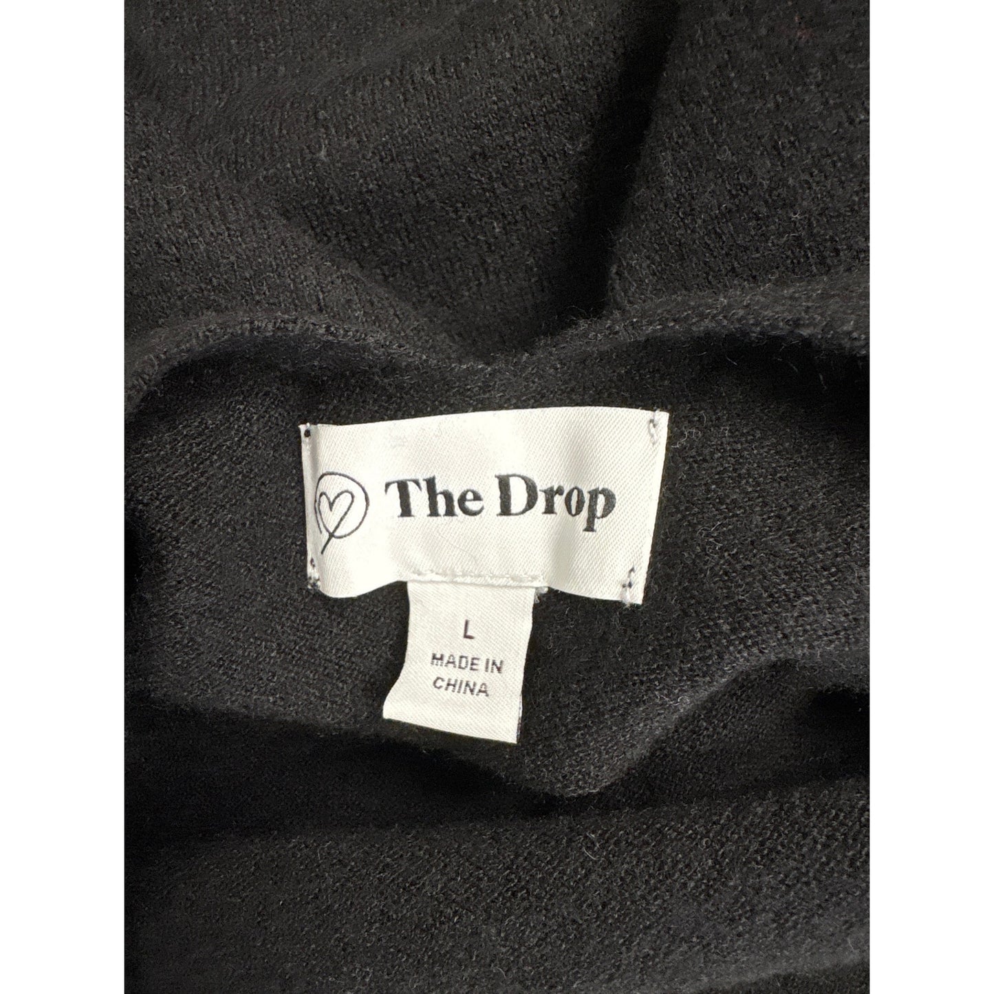 The Drop Black Long Sleeve Mock Neck V-Back Sweater Sz L