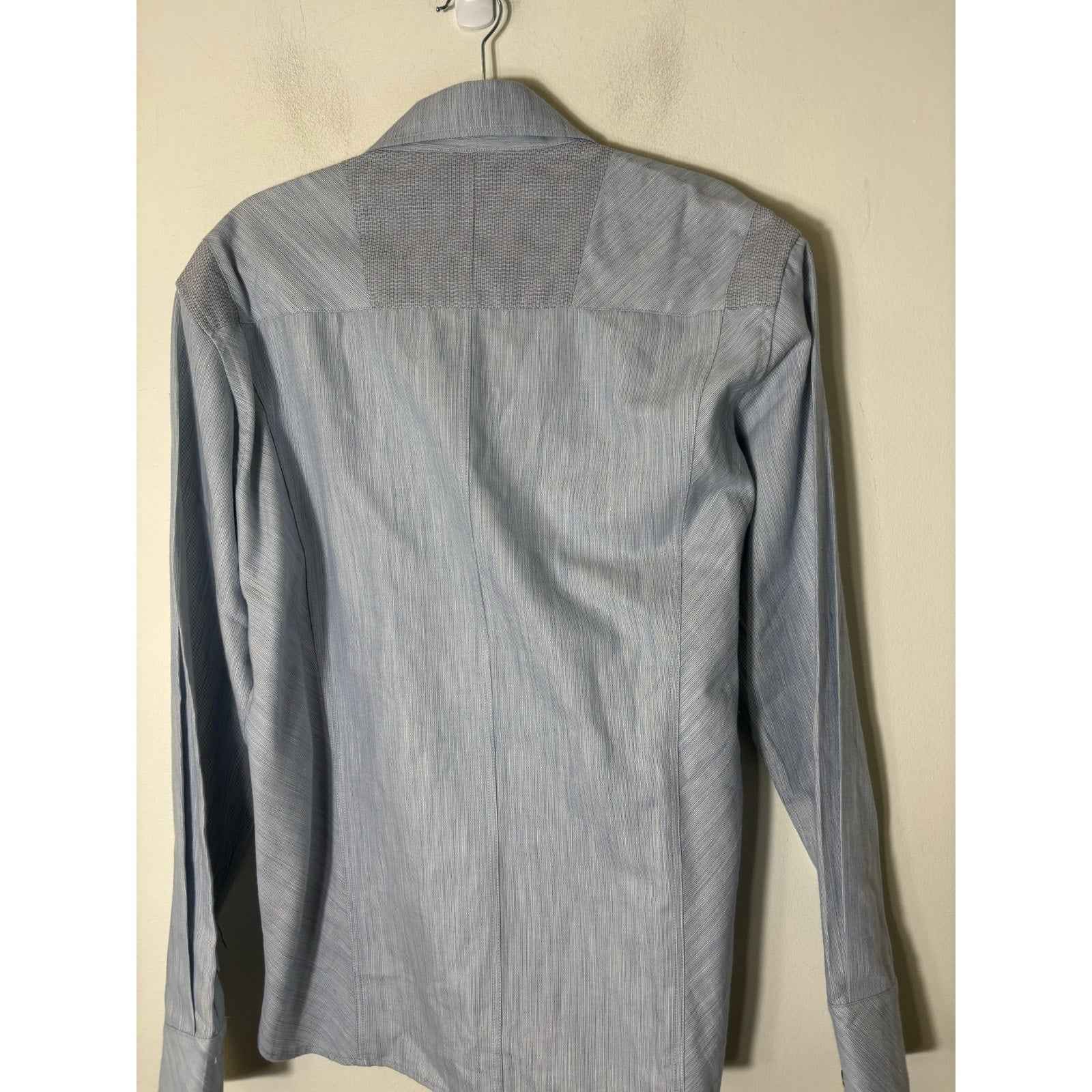 Men's Dime City Brushed Blue Long Sleeve Button Up Shirt Sz L