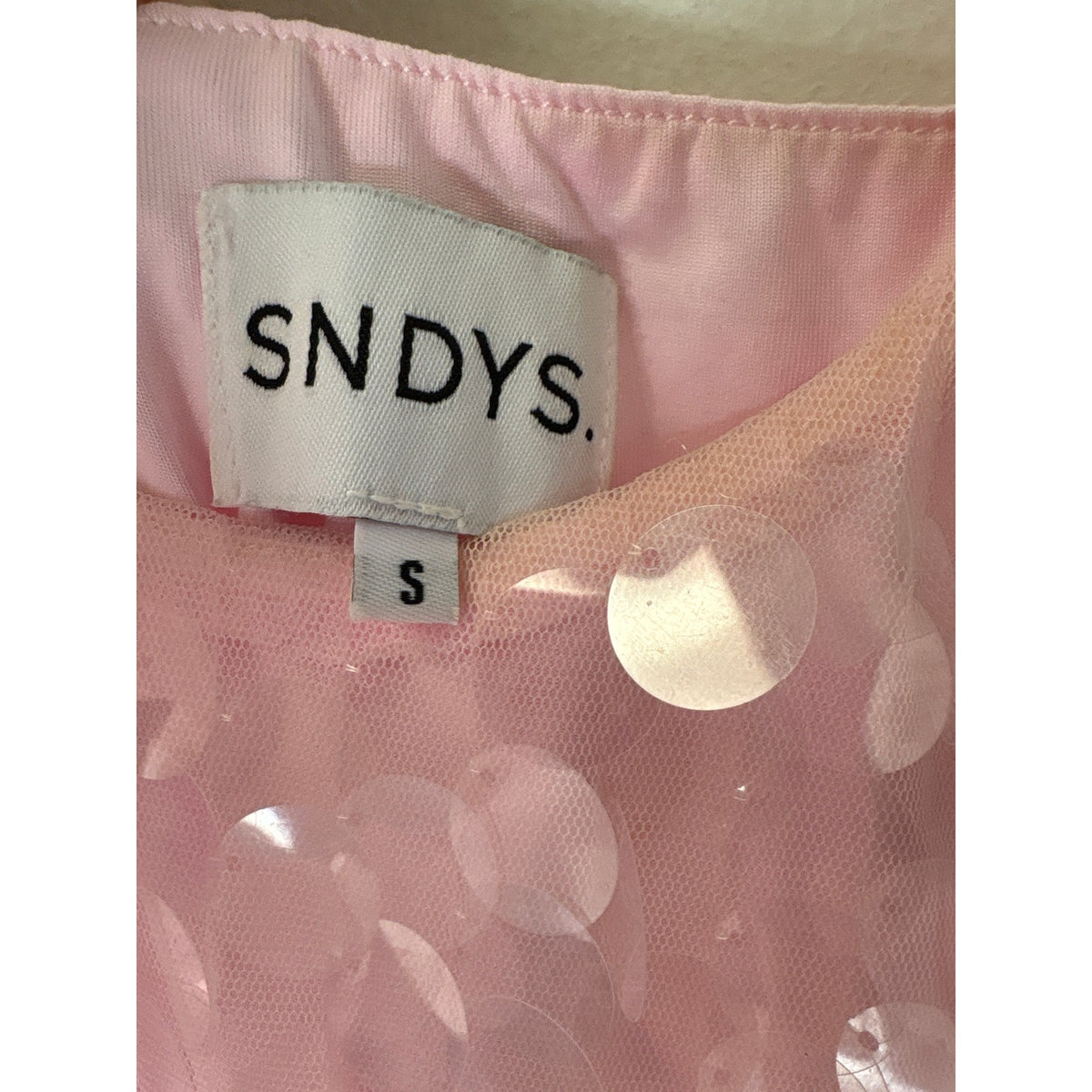 Sndys Pink Clear Fish Scale Mini Dress Sz S