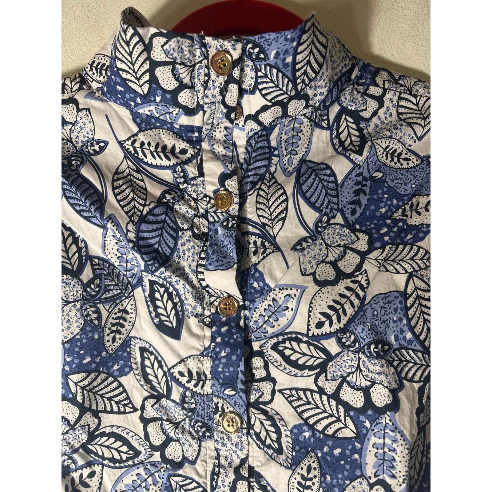 Buru Blue Leaf Mod Neck Sleeveless Top Sz XS