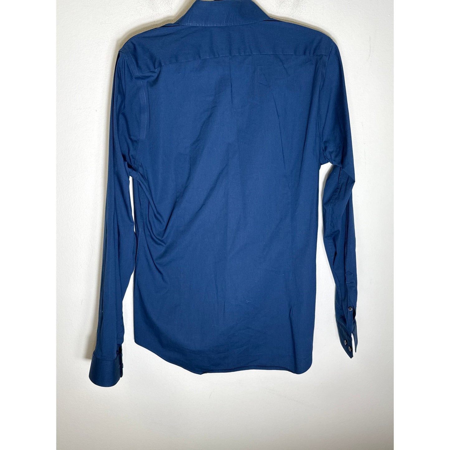 Men's 1MX Dark Blue Extra Slim Fit Button Down Dress Shirt Sz 15-15.5  (M)