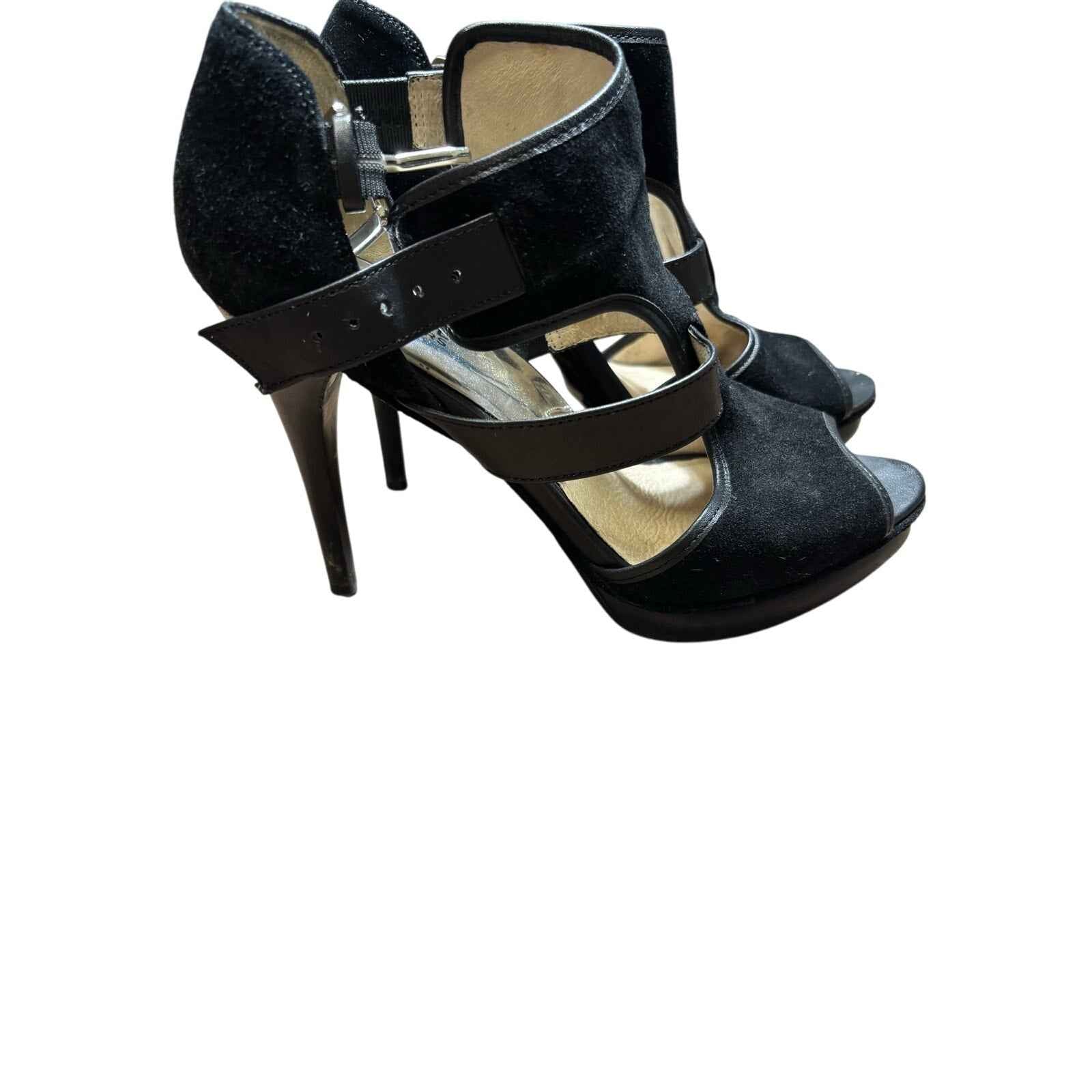 Michael Kors Black Platform Peep Toe Stiletto Heels Sz 8