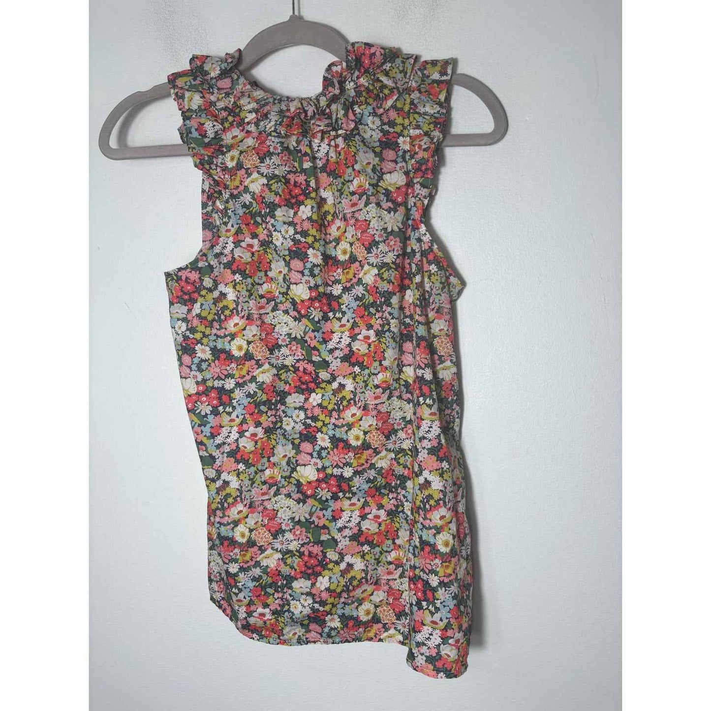 J. Crew Floral Sleeveless Ruffle V-Neck Tank size 0