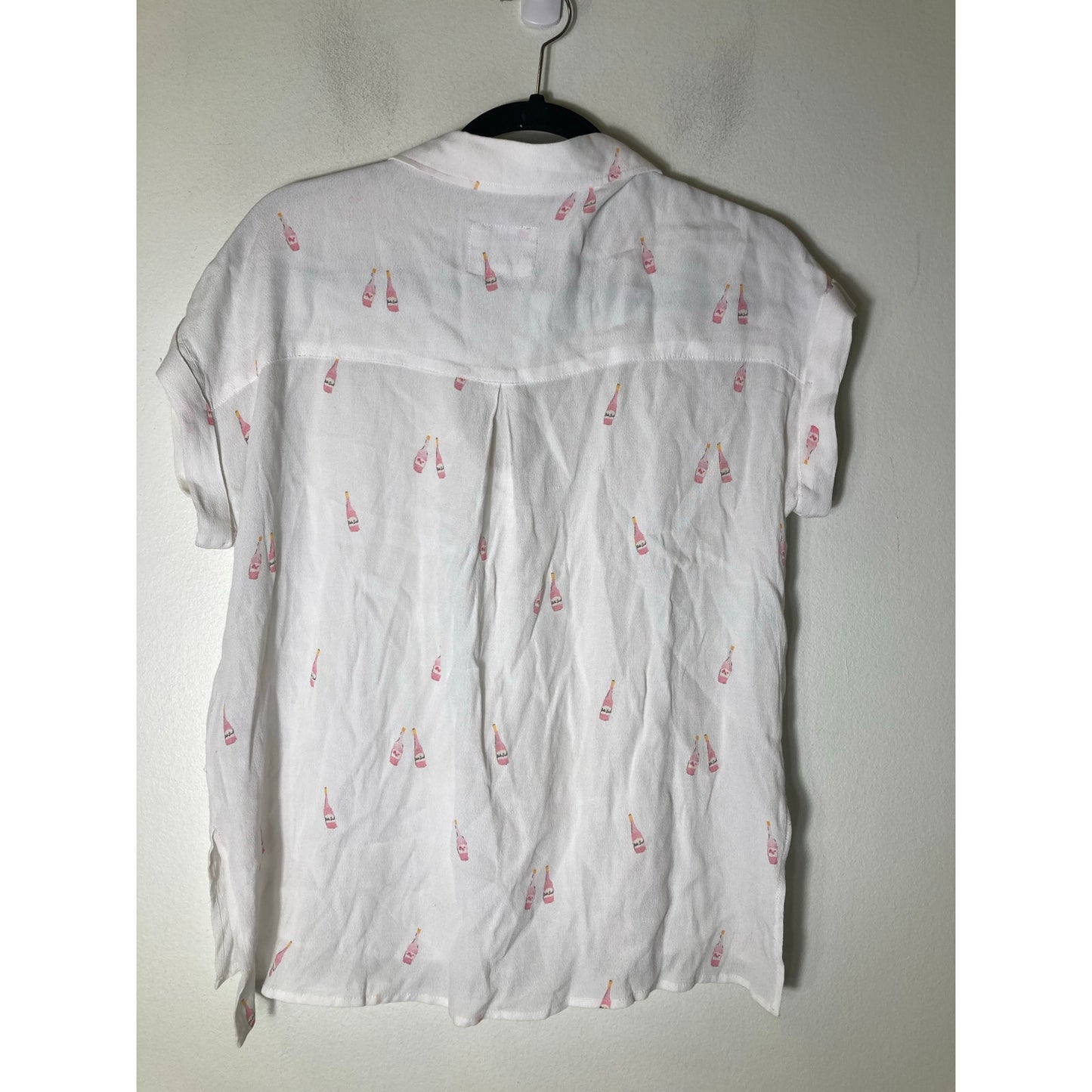 Rails White Pink Champagne Cap Sleeve Button Up Shirt Sz S