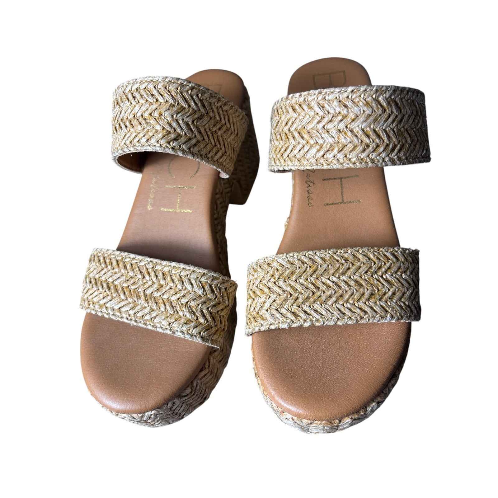 Beach Woven Two Strap Wedges Sz 9