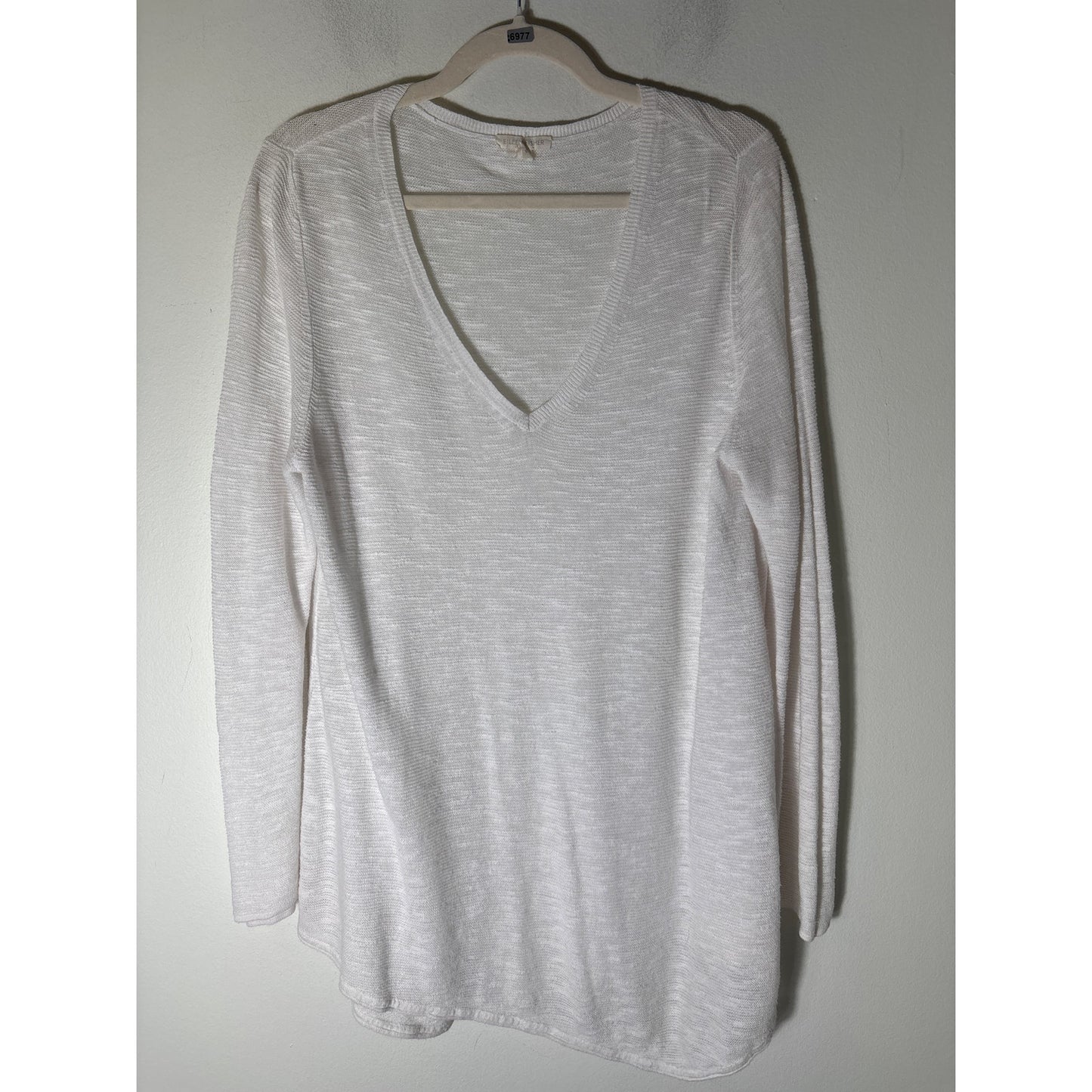 Eileen Fisher White Gauzey Lightweight Sweater Sz L