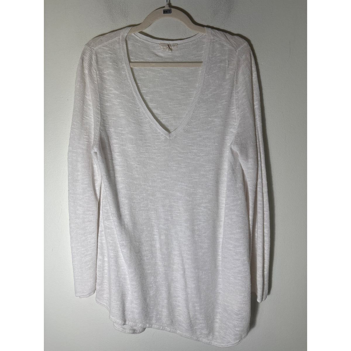 Eileen Fisher White Gauzey Lightweight Sweater Sz L