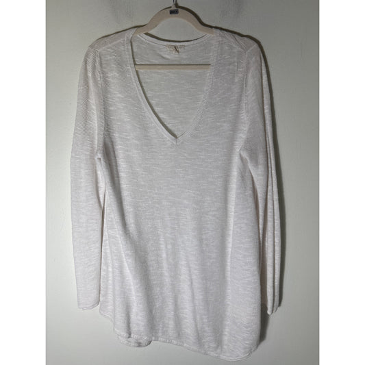 Eileen Fisher White Gauzey Lightweight Sweater Sz L