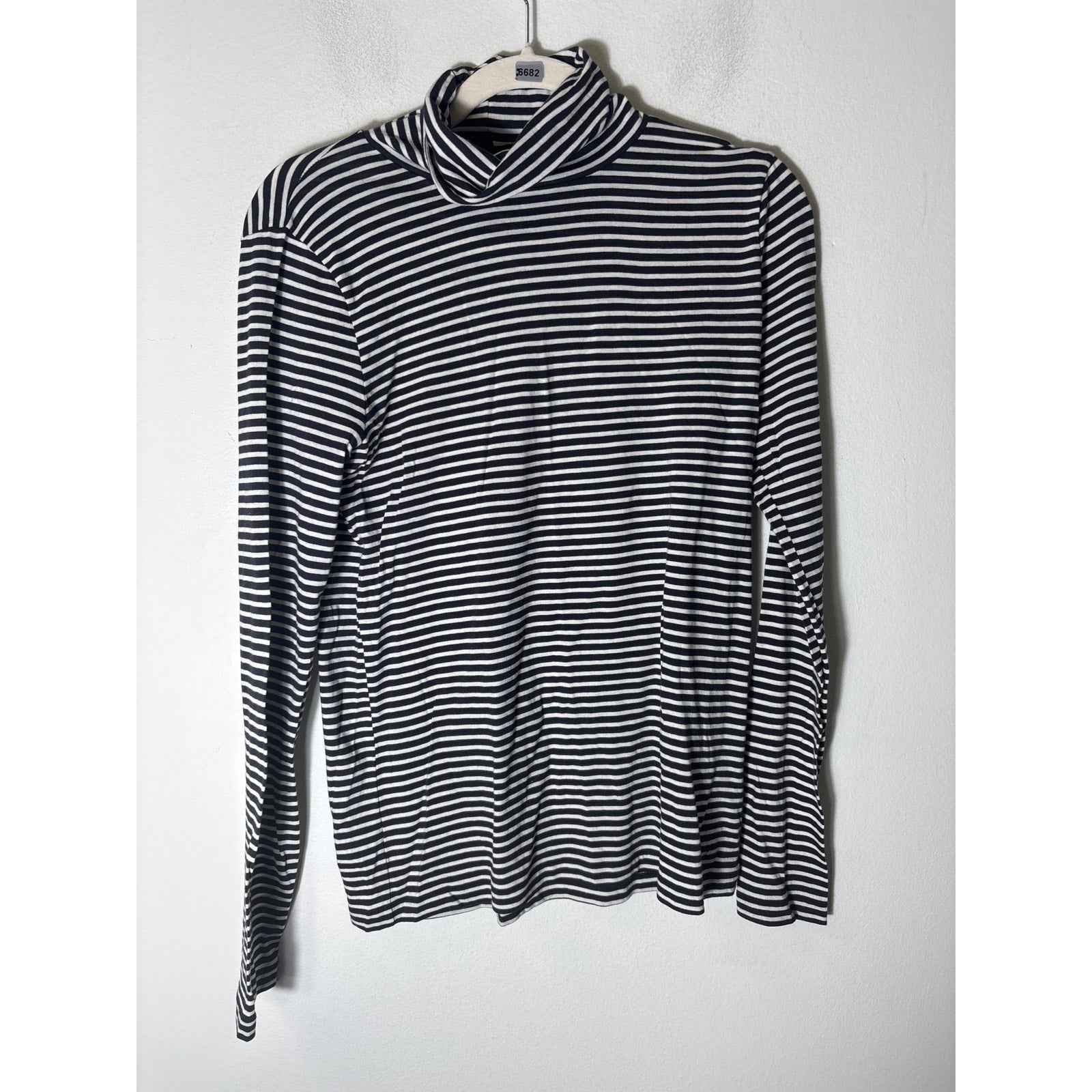 J crew Black and White Stripe Turtleneck Sz s