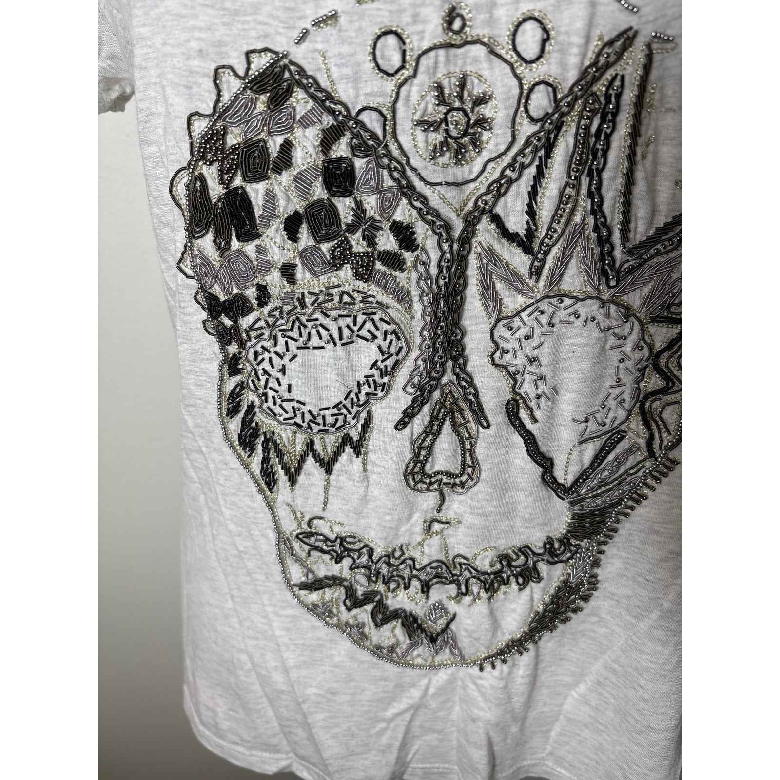 Zadig & Voltaire Gray Beaded Skull Sleevless Tee Sz M