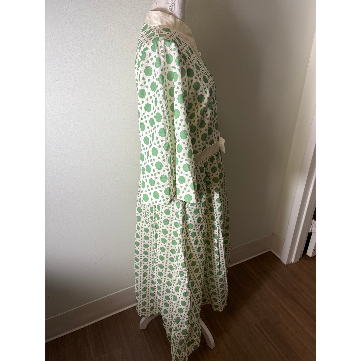 NWT Mestiza Solihya Green Bamboo Lattice Dress Sz 14