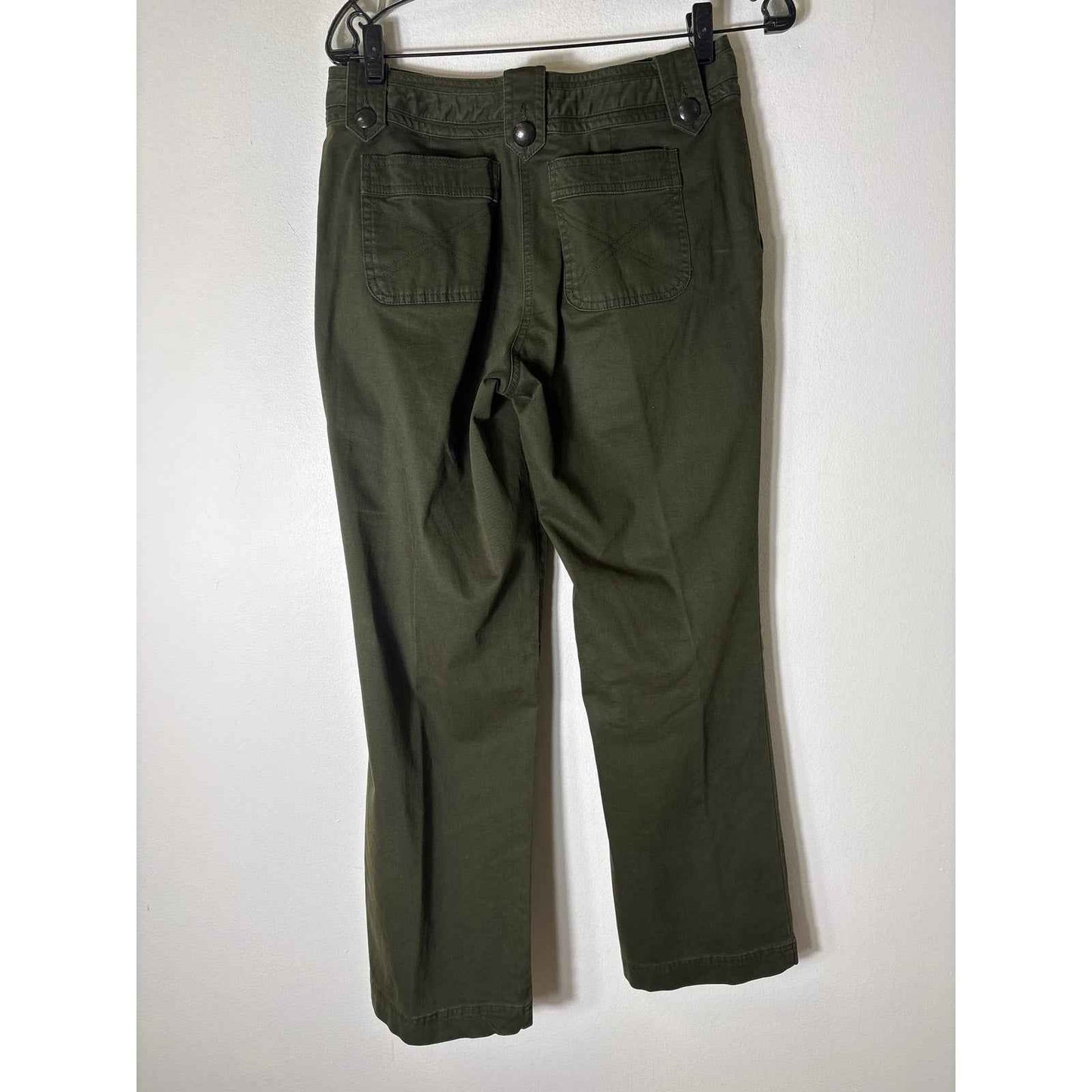 Talbots Army Green Cotton Wide Leg Pants Sz 6